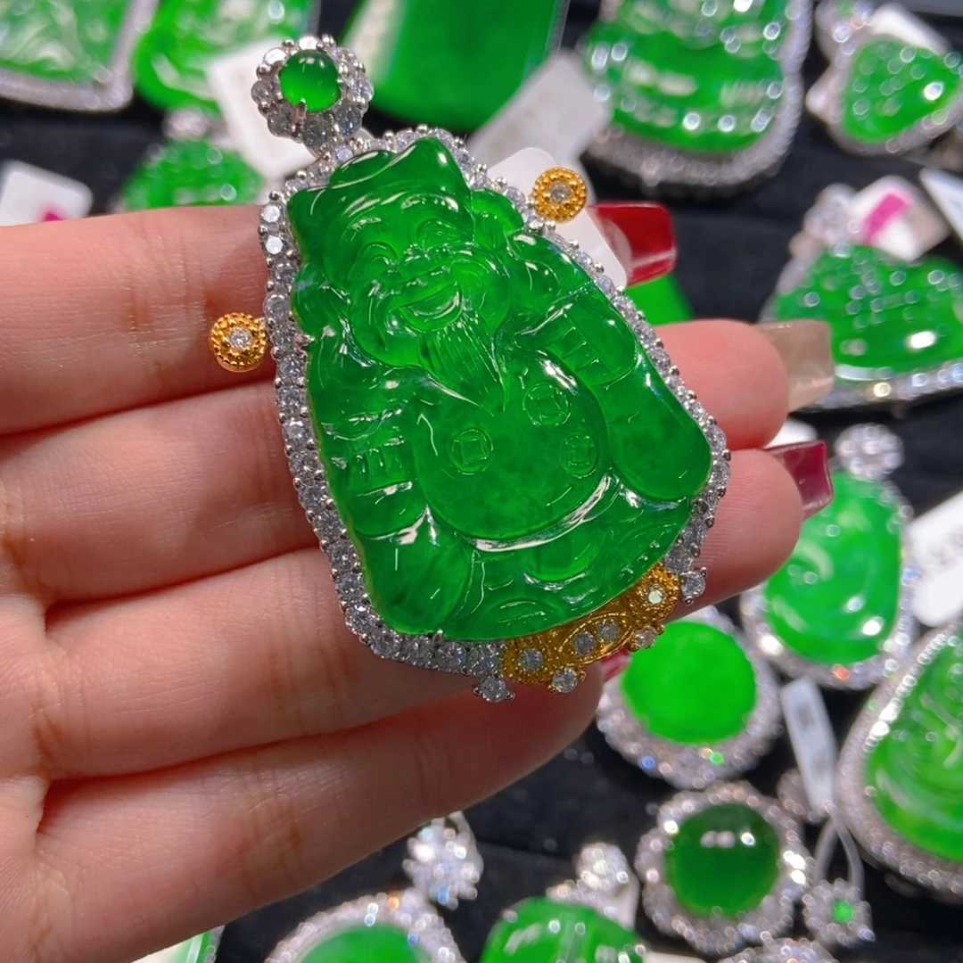 翡翠吊坠(不含链)银S925镶嵌