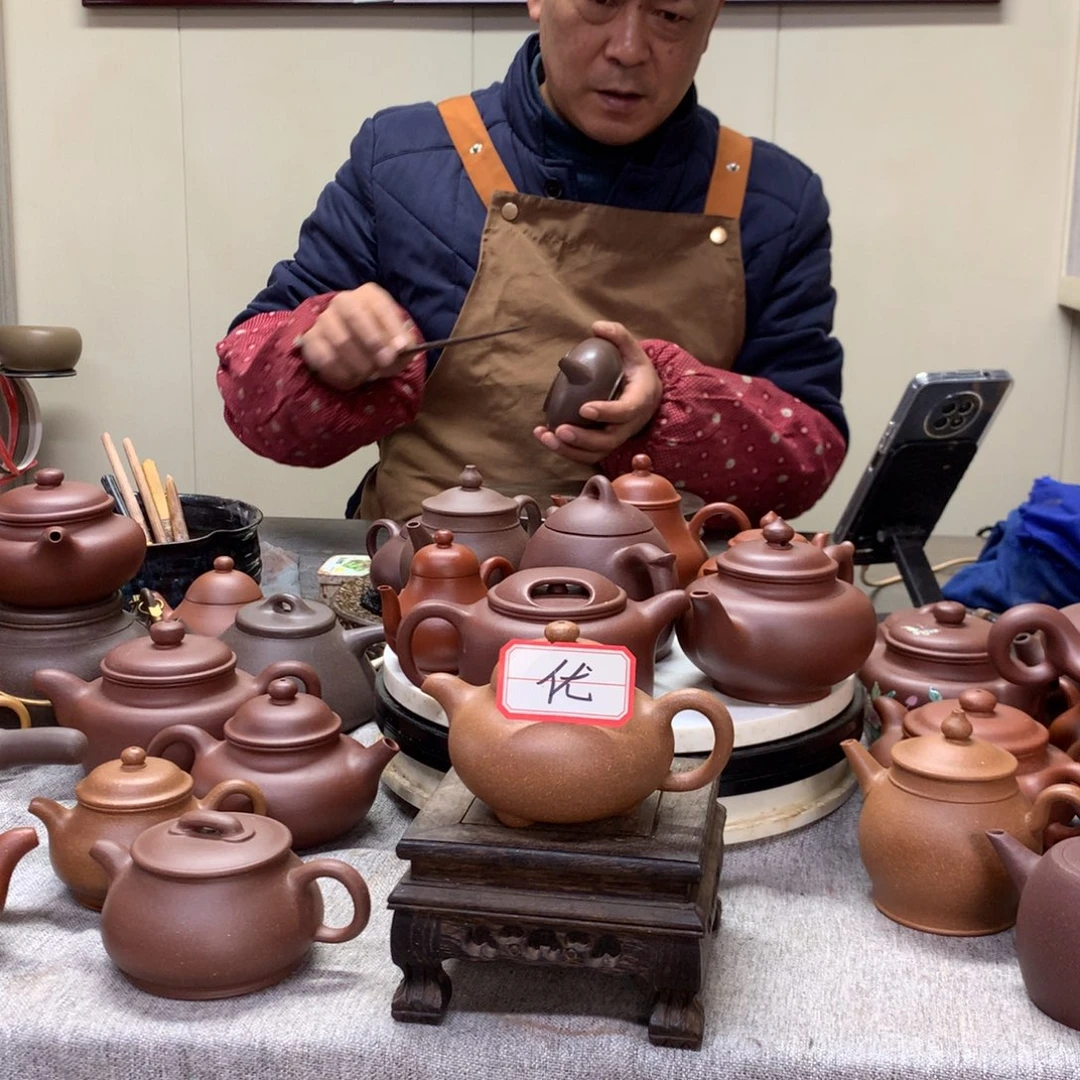 大***弯紫泥茶壶黄降坡喜瓢150 C半手工制作