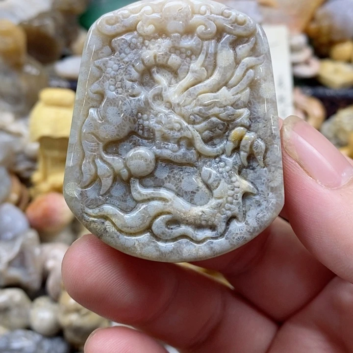 颈饰未镶嵌硅化珊瑚（珊瑚玉）