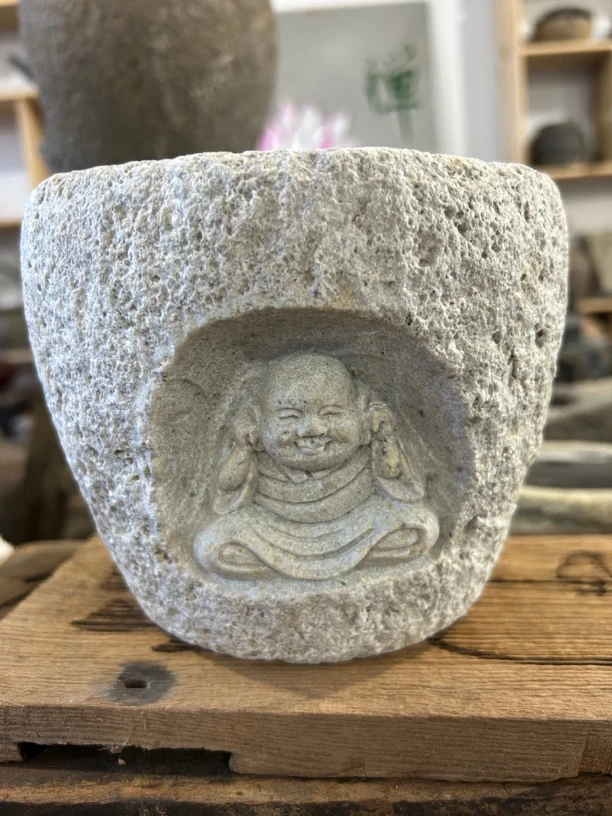 石臼雕刻 纯手工 三不和尚