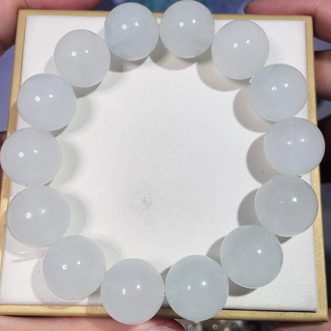 手串未镶嵌水晶16mm兔毛拉丝白萤石