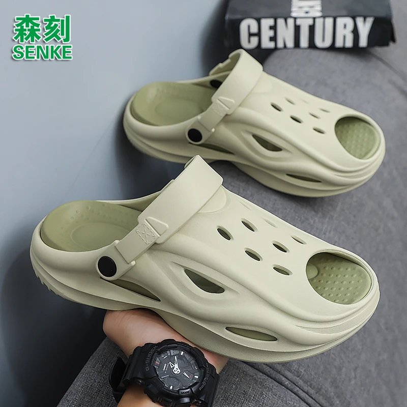 森刻夏季新款时尚潮拖户外沙滩轻便柔软防滑耐磨情侣百搭一字拖鞋