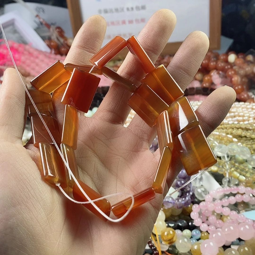 玛瑙/玉髓珠宝半成品未镶嵌一条15×20红玛瑙无事牌B156