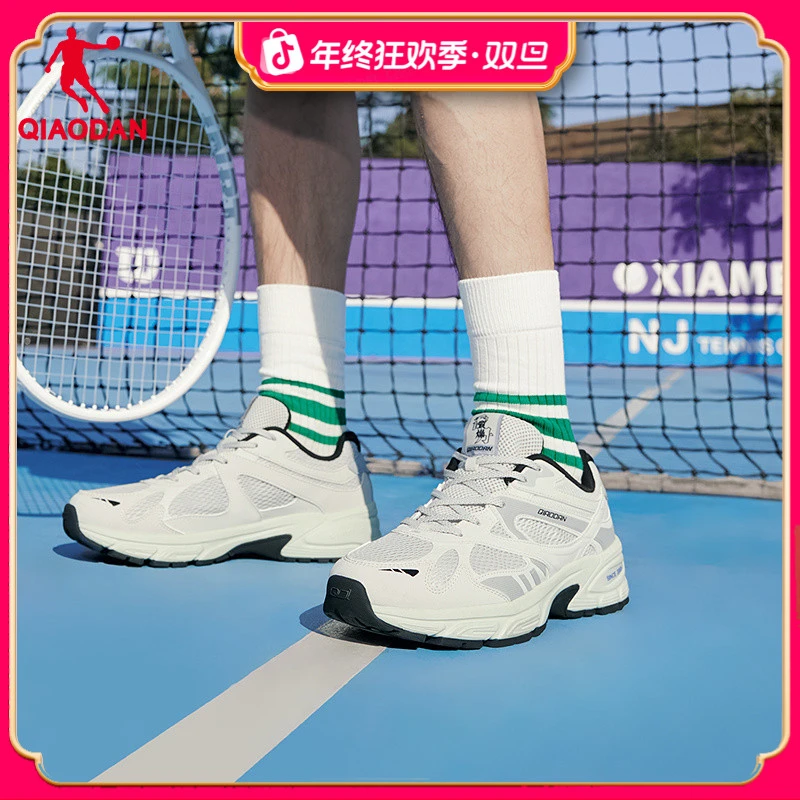 光环乔丹运动鞋男老爹鞋2025秋季新款网面透气复古跑鞋银色休闲鞋