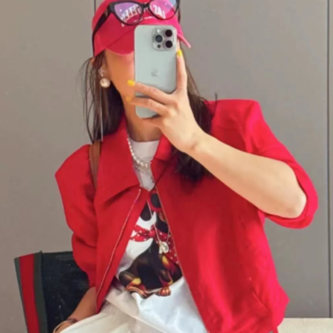 【欧洲站】苎麻红色小外套