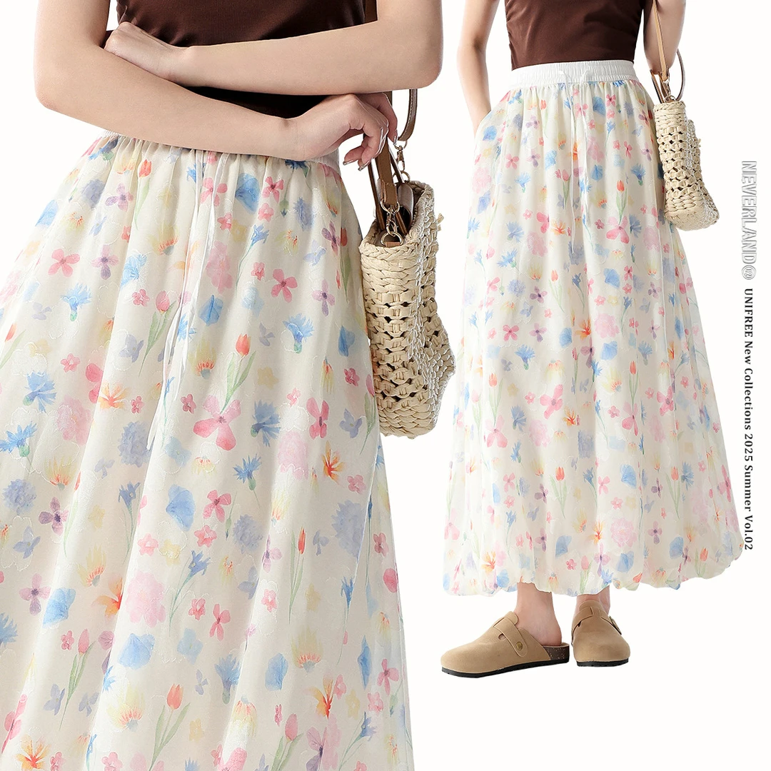 【25年夏款】甜美少女碎花满印清新减龄长款半身裙