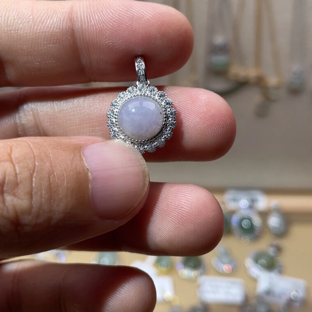 吊坠(不含链)银S925镶嵌翡翠