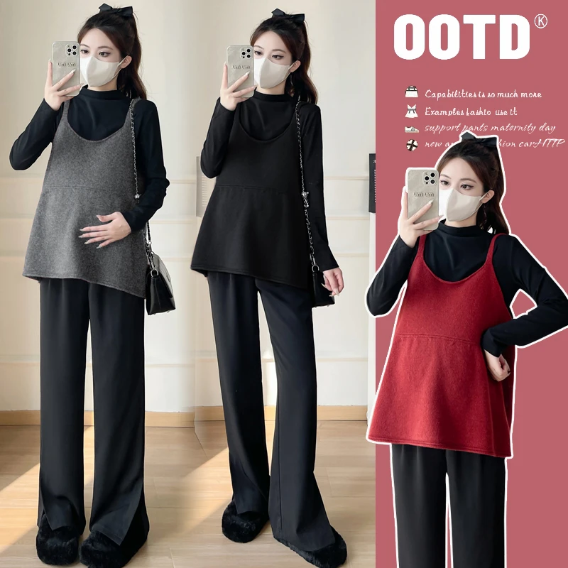 2025秋冬韩系休闲时尚两件套慵懒风宽松舒适显瘦孕妇装