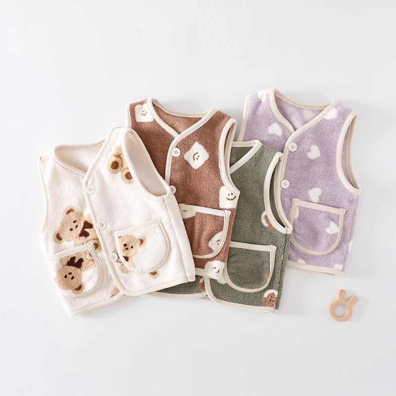 儿童马甲秋冬婴儿泰迪绒坎肩男女宝宝夹棉小背心保暖马夹无袖外套