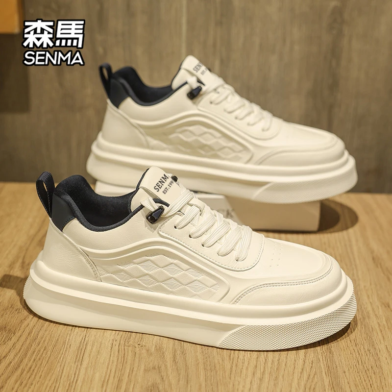 森马秋季厚底板鞋男款2025新款爆款时尚男式休闲鞋子百搭小白鞋男