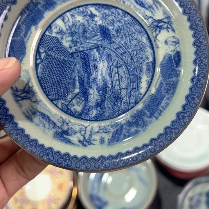瓷片淘泥清明上河图平足壶承全品