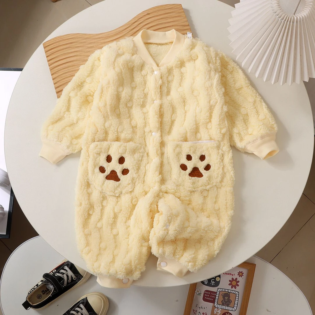 新生儿连体衣婴幼儿一体式衣服秋冬连身睡衣哈衣爬服宝宝按扣睡袋