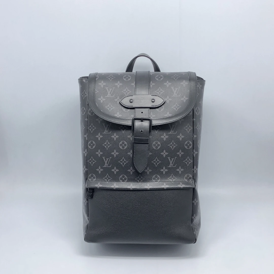 99新 LouisVuitton/路易威登 黑花单扣双肩包/3429号 男士