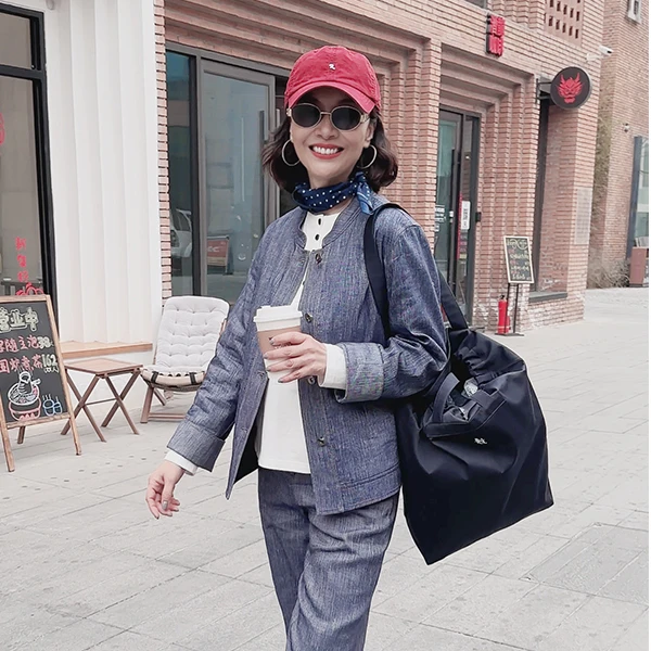 玛拉葩塔亚麻桑蚕丝混纺宽松舒适明线设计时髦知识分子风箱型外套