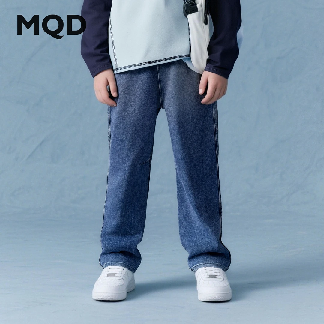 MQD童装25秋季新品街潮渐变宽松舒适百搭牛仔裤9653W1404