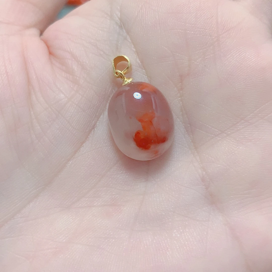 南红玛瑙银S925镶嵌吊坠(不含链)云****