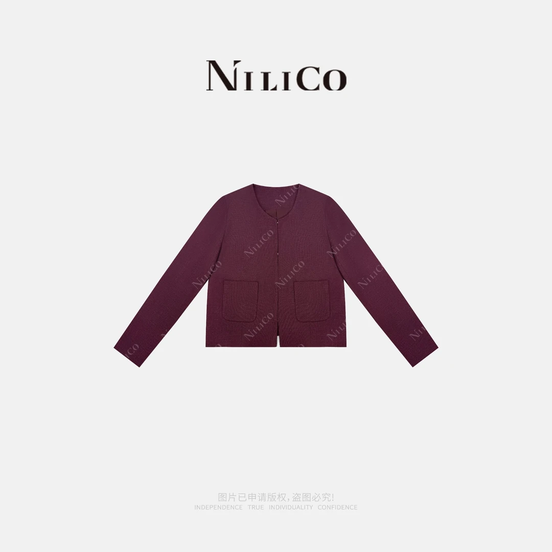 NILICO【素堇】亚麻短款简约静奢复古小香风外套