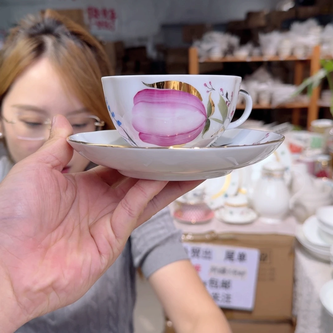 不***鱼骨瓷俄罗斯原单咖啡杯碟250ml一套