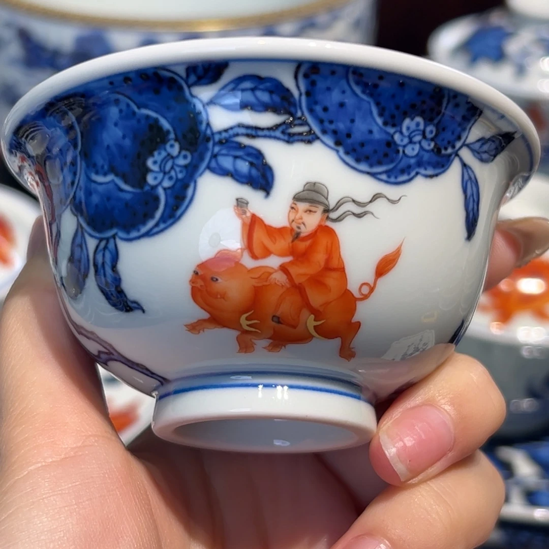 用***1青花雯华堂手绘杯杯