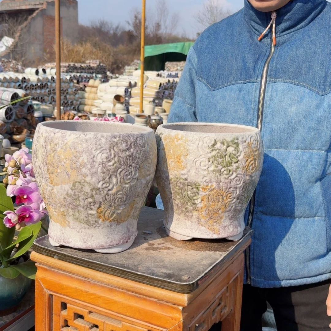 紫砂摆件口18高21（玫瑰花彩色两个武