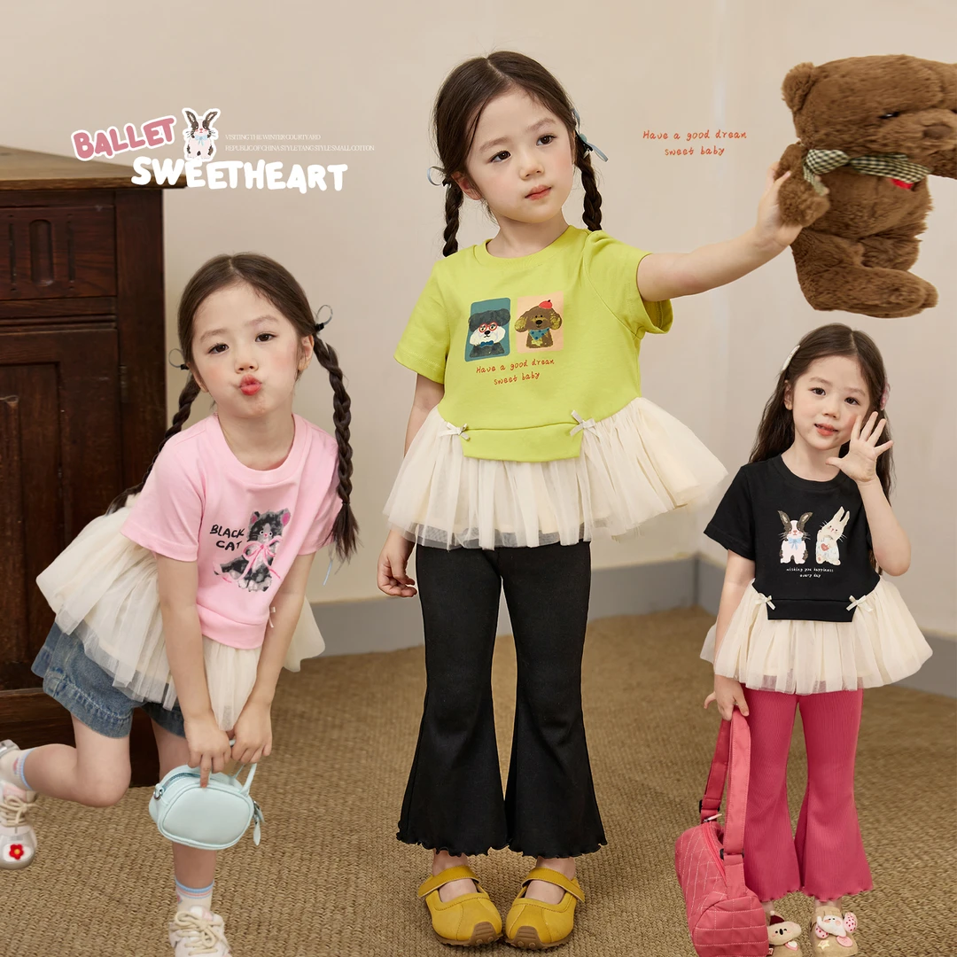 小O宝Okids童装 宝宝假两件夏日2025新款卡通T恤 OP534251