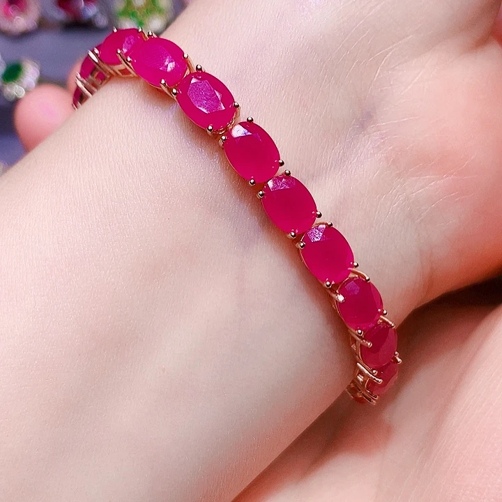 手链红宝石银S925镶嵌