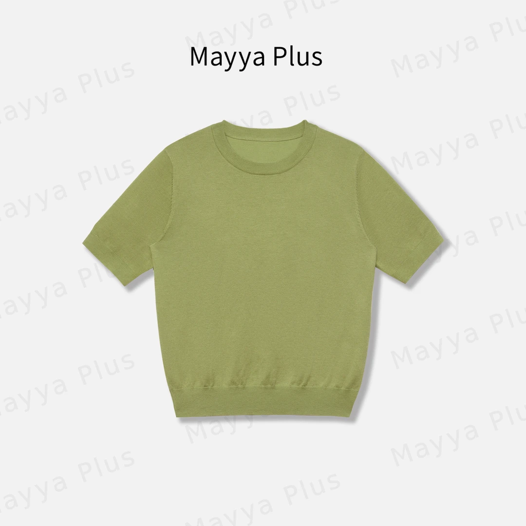 【相伴】Mayya Plus麦芽定制轻奢气质显瘦百搭款毛织T恤32518061
