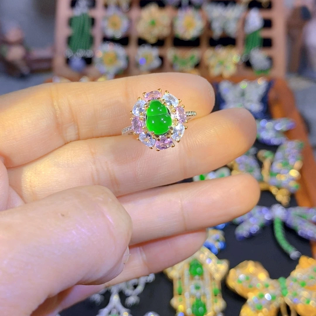 吊坠(不含链)银S925镶嵌翡翠