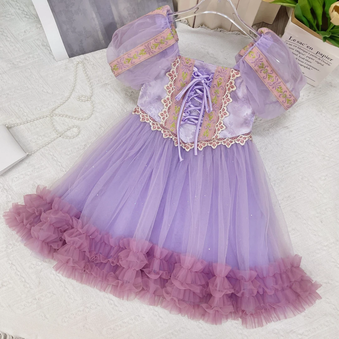 公主裙独特漂亮小女孩女童夏装夏季国风泡泡袖装洋气时髦女童装