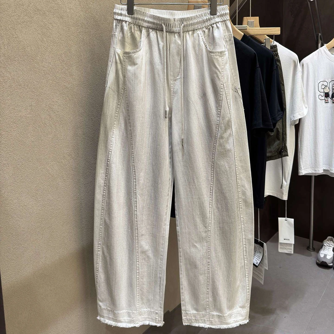 压轴神裤！150件！阔腿弯刀裤！晕染脏脏洗 立裁男士宽松休闲裤潮