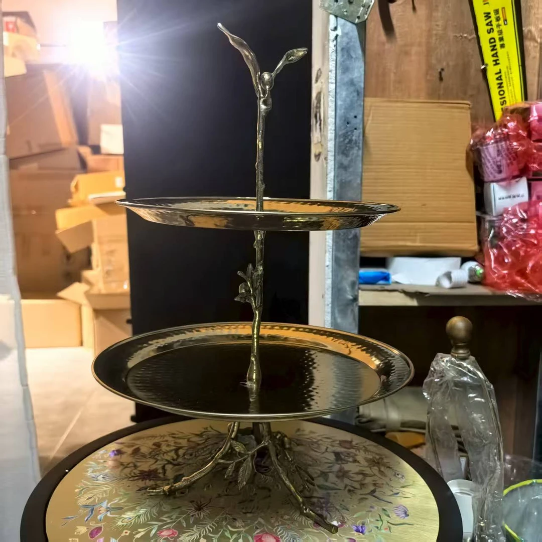 【欧美外单】双层果盘 黄铜