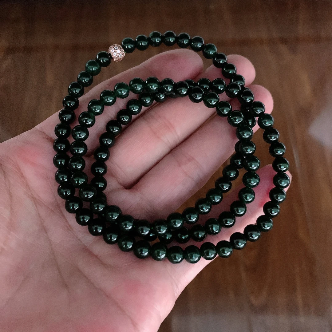 缅料a货 卡6圆珠108颗项链522