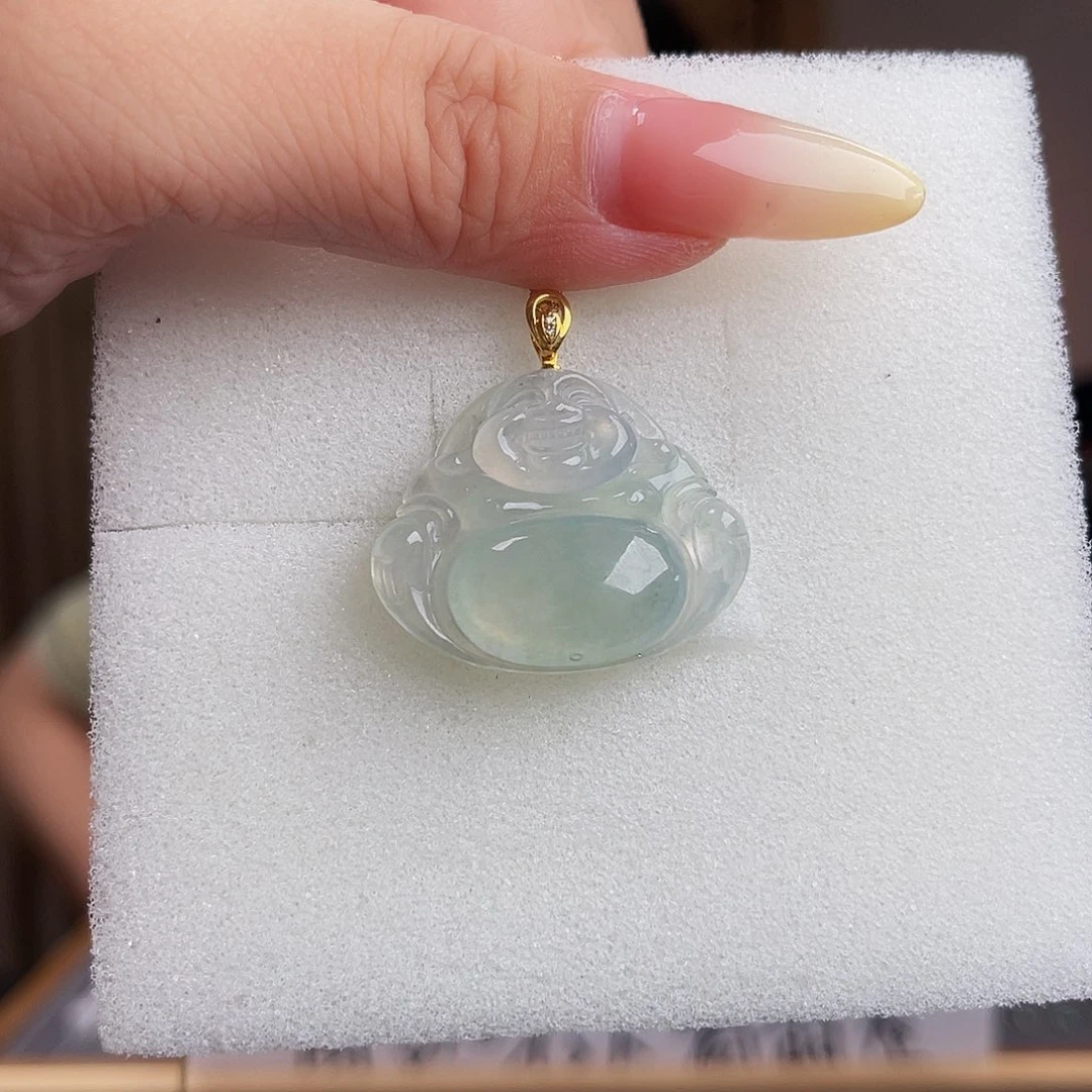 吊坠(不含链)18K金镶嵌翡翠翡翠A货 中地大质检发货