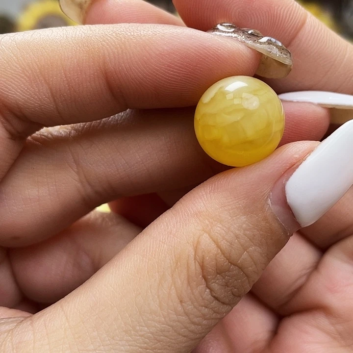 琥珀裸石未镶嵌单珠尺寸14.4mm