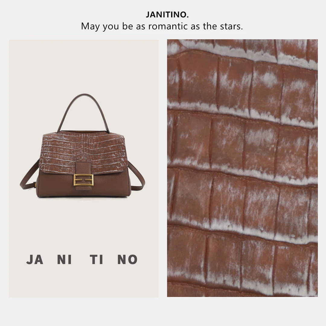 JANITINO/佳妮蒂诺新款轻奢时尚经典百搭女士单肩手提包3985棕