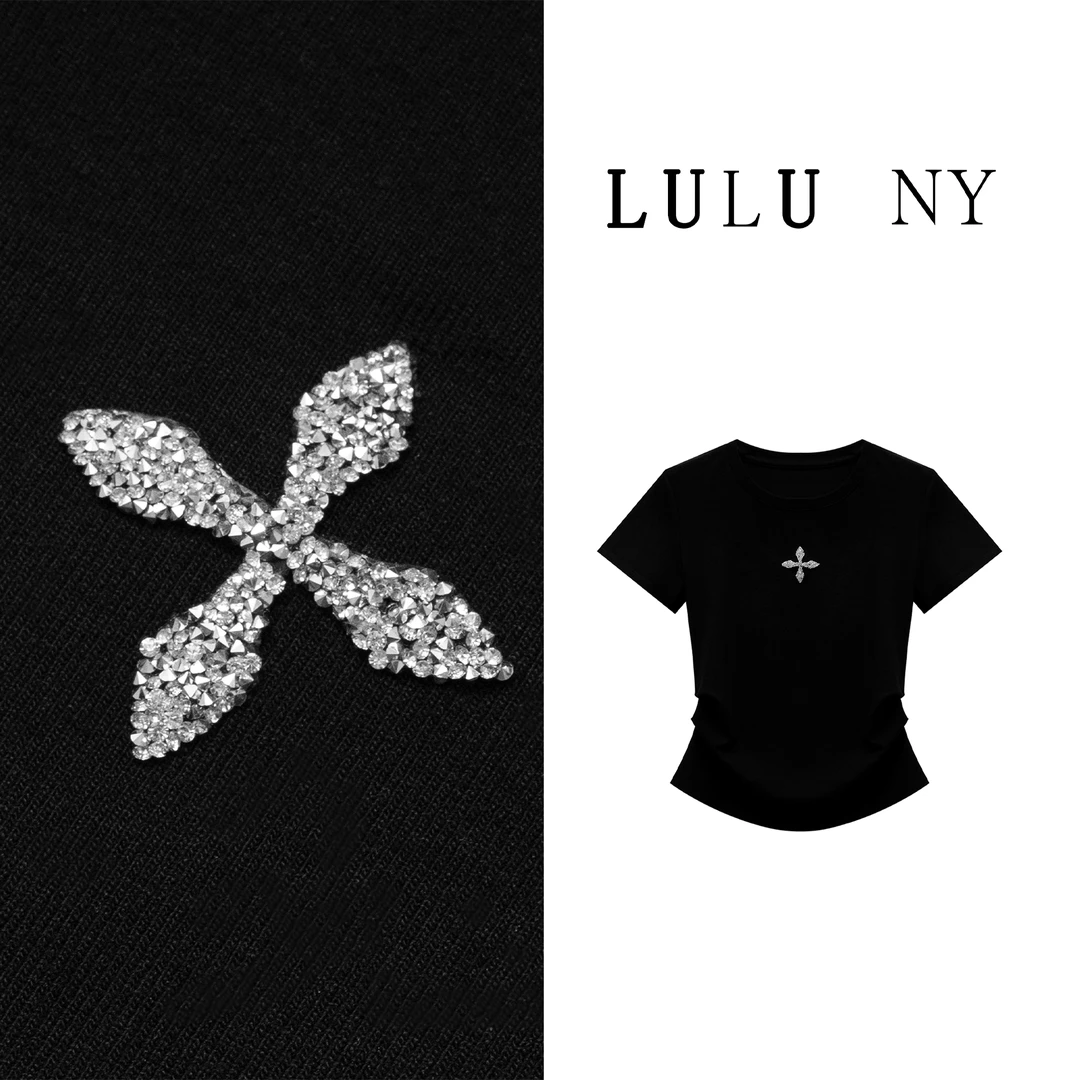 亮钻T恤爆款短袖2025新款女款百搭洋气ins网红洋气炸街时髦-GT62