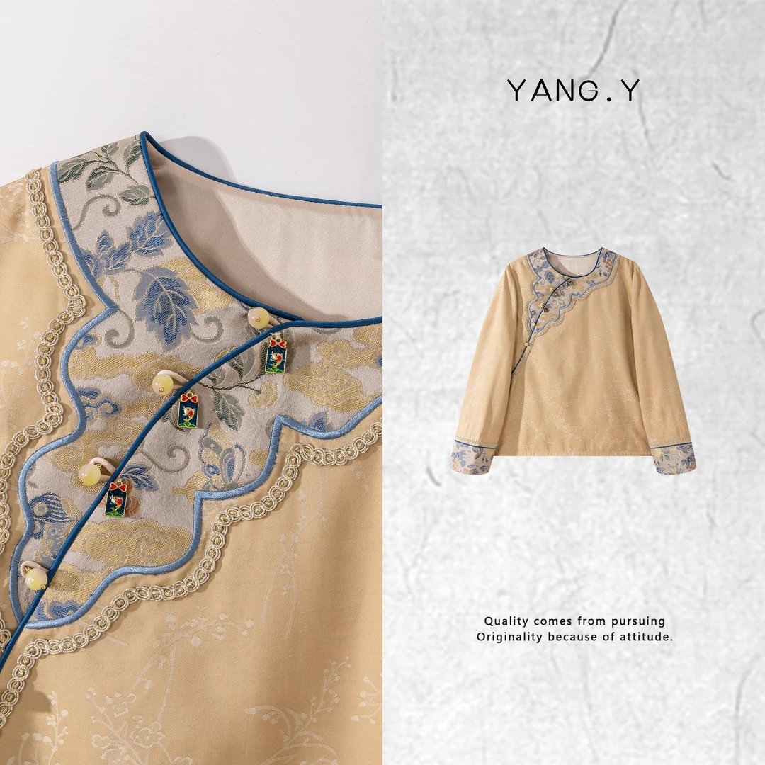 YANG.Y- 深圳原创新中式女装2025桑蚕丝春款刺绣上衣91280