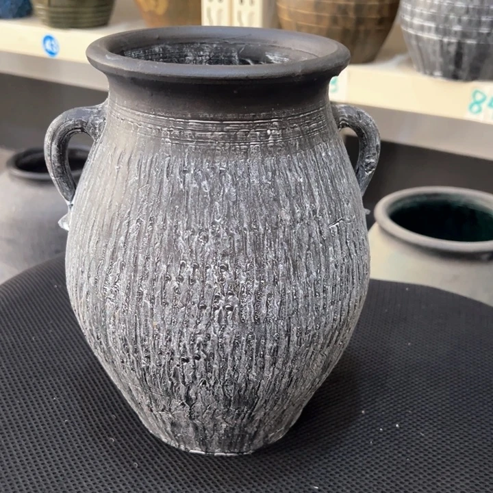 15.9-1微瑕土陶树皮双耳灰