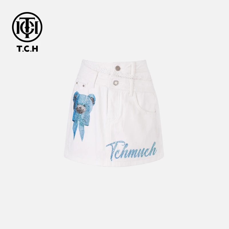 TCH私服烫钻工艺小熊时尚休闲短裙百搭半裙女T75A22E5023轻奢tch