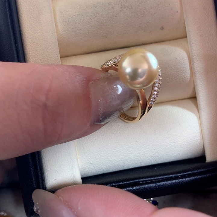 银S925镶嵌戒指海水珍珠