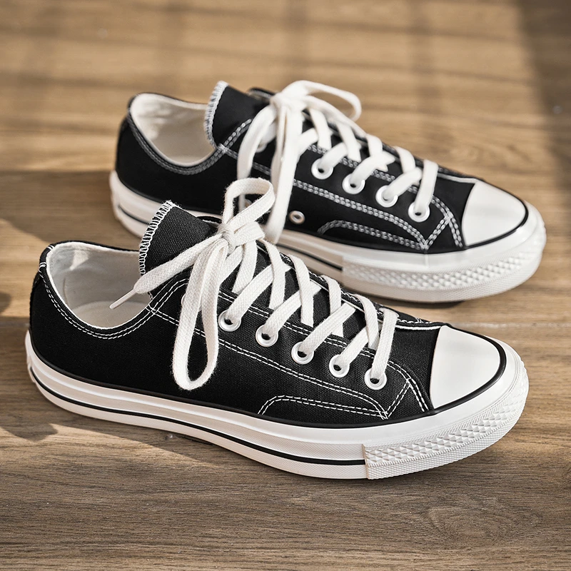 1970S经典耐磨帆布鞋男女潮流黑色休闲春季低帮男士厚底透气白鞋
