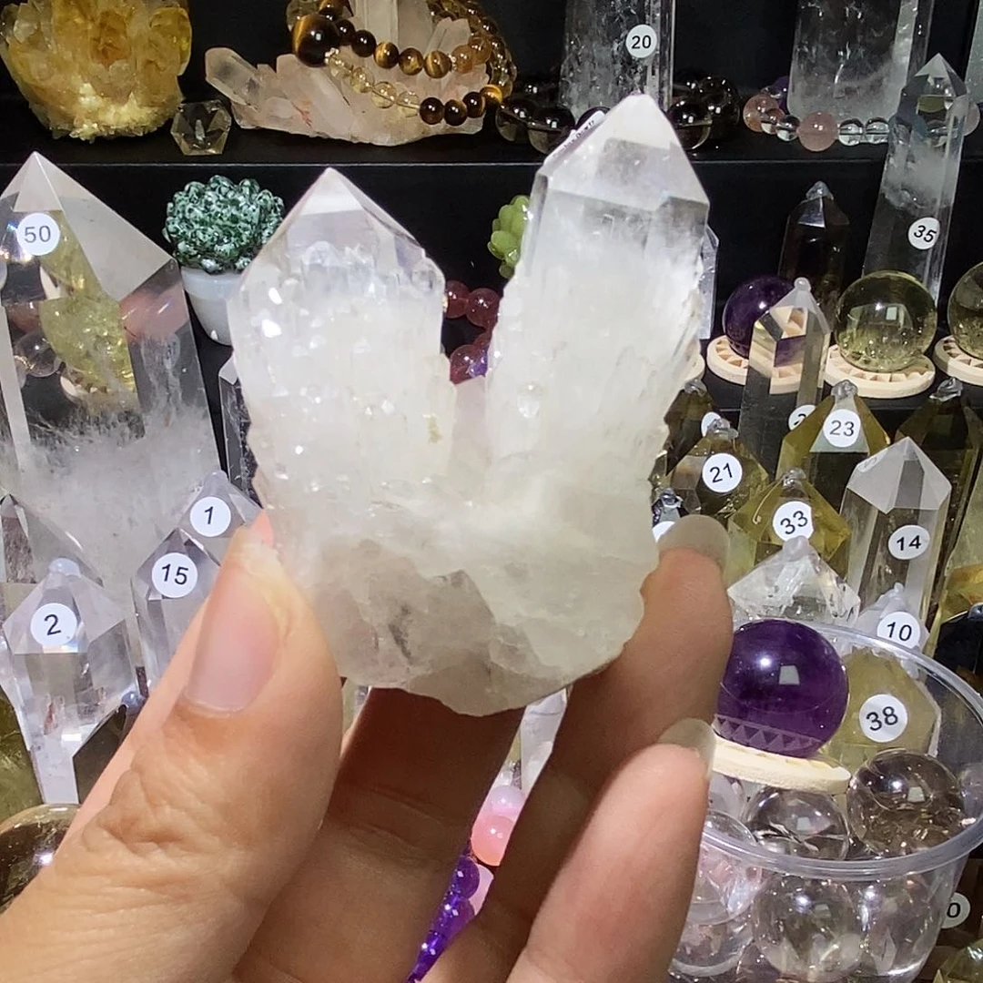 水晶手链银S925镶嵌天然白水晶簇