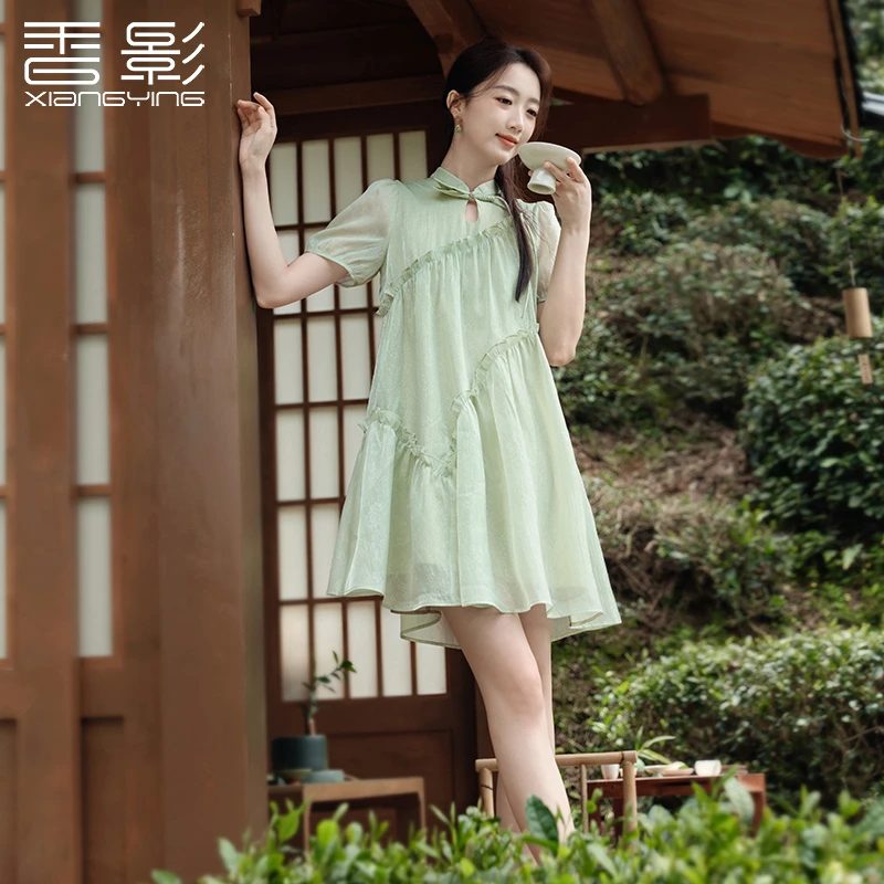 【直播专享】Q642668连衣裙 香影新中式国风连衣裙女夏季新款娃娃