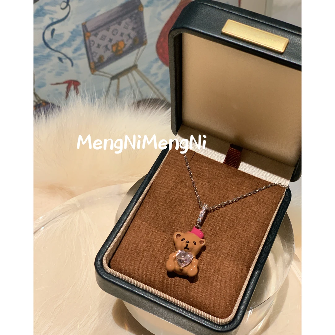 铜合金项链 P1871 精致可爱小熊项链