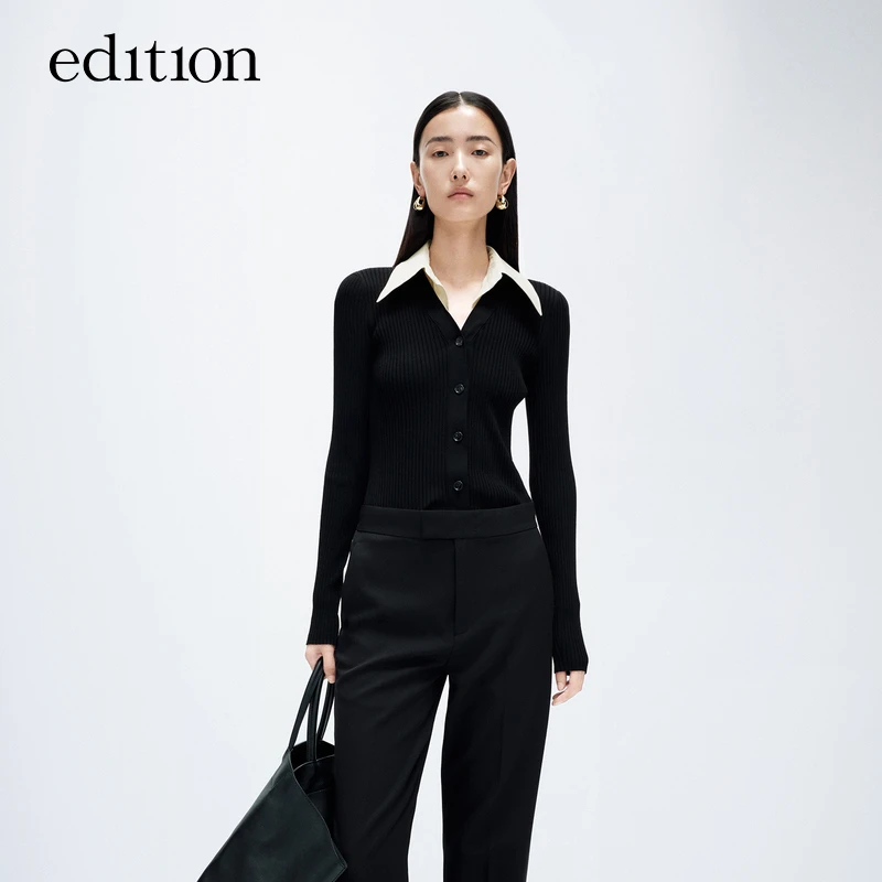 【商场同款】edition新款可拆衬衫领针织开衫#EBD1CAR002