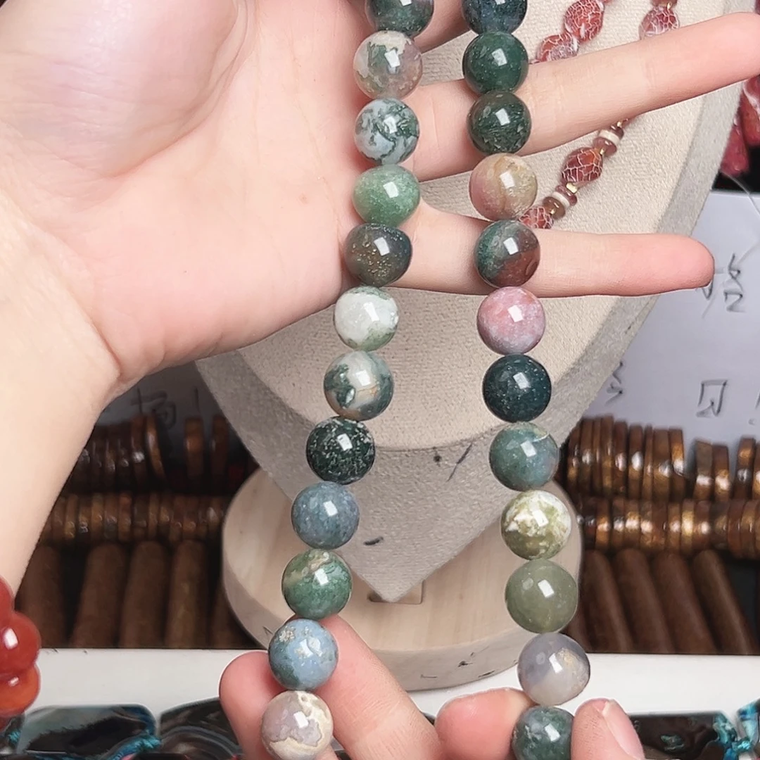 玛瑙/玉髓合金珠宝半成品h304 12m 森林玛瑙一条