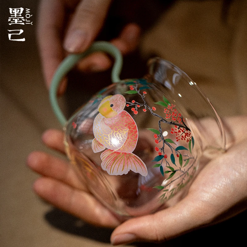 墨己瑞璃提耳手把公道杯高颜值兰寿耐高温家用公杯茶海分茶器