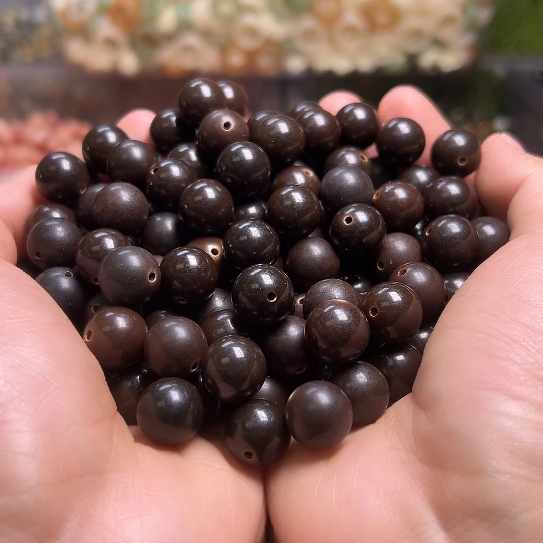 白玉菩提吊坠120颗卡13尺寸黑金咖色圆珠