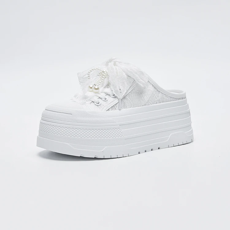 TXT【厚底蕾丝】厚底包头蕾丝拖鞋白色时尚百搭夏季透气春季春夏