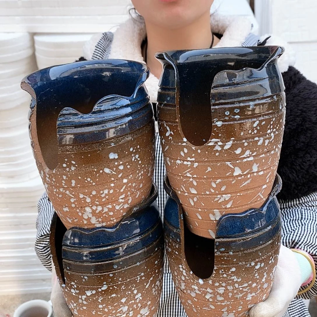 红泥花盆瑕疵口13高15